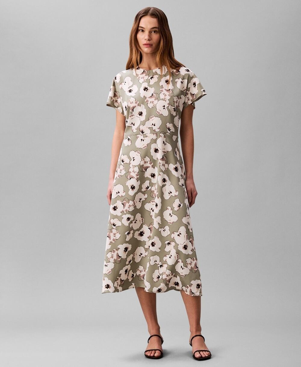 Calvin Klein Women's Crewneck Midi Dress Multi Size XL 3789